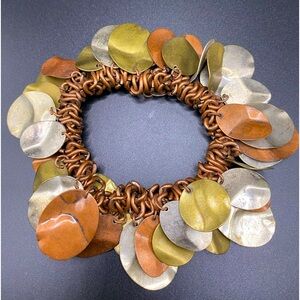 Copper Link Charm Waterfall Stretch Bracelet